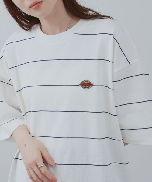 Dickies（ディッキーズ）の「【GENUINE Dickies / ジェニュインディッキーズ】綿100％ ワンポイントワッペン ボーダーTシャツ（Tシャツ/カットソー・メンズ・ブラウン系/ホワイト系・M/XL/L）」の4枚目の写真