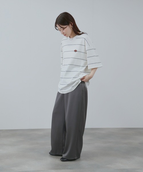 Dickies（ディッキーズ）の「【GENUINE Dickies / ジェニュインディッキーズ】綿100％ ワンポイントワッペン ボーダーTシャツ（Tシャツ/カットソー・メンズ・ブラウン系/ホワイト系・M/XL/L）」の5枚目の写真