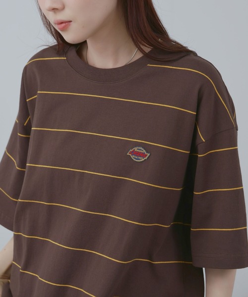 Dickies（ディッキーズ）の「【GENUINE Dickies / ジェニュインディッキーズ】綿100％ ワンポイントワッペン ボーダーTシャツ（Tシャツ/カットソー・メンズ・ブラウン系/ホワイト系・M/XL/L）」の8枚目の写真
