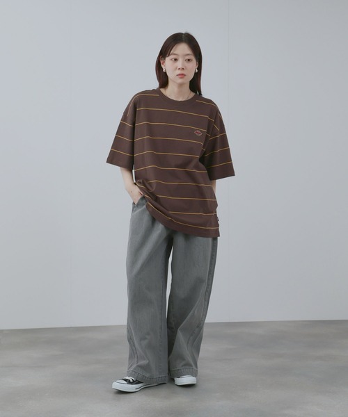 Dickies（ディッキーズ）の「【GENUINE Dickies / ジェニュインディッキーズ】綿100％ ワンポイントワッペン ボーダーTシャツ（Tシャツ/カットソー・メンズ・ブラウン系/ホワイト系・M/XL/L）」の9枚目の写真