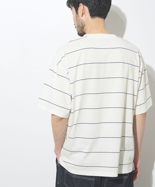 Dickies（ディッキーズ）の「【GENUINE Dickies / ジェニュインディッキーズ】綿100％ ワンポイントワッペン ボーダーTシャツ（Tシャツ/カットソー・メンズ・ブラウン系/ホワイト系・M/XL/L）」の19枚目の写真