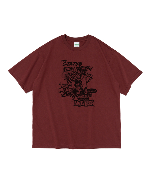 CARGOBROS(カーゴブロス)の「リバティオブUSAロゴ半袖Tシャツ(ワイン)(Tシャツ/カットソー・メンズ・その他・SMALL/MEDIUM/LARGE/X-LARGE/2XL)」の1枚目の写真
