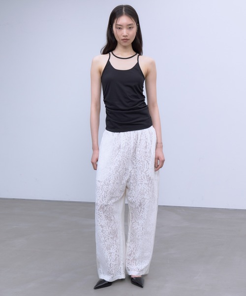 THINGS THAT MATTER(シングス ザット マター)の「「ZOZOTOWN別注」 FRONT LACE TAFFETA EASY PANTS / フロントレース×タフタイージーパンツ(その他パンツ・レディース・オフホワイト/ブラック・FREE)」の8枚目の写真