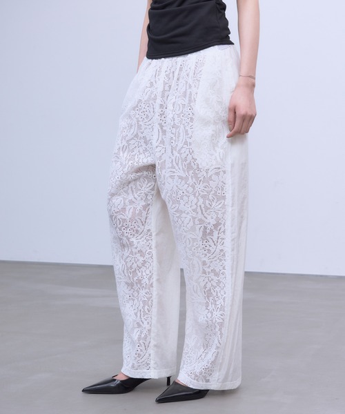 THINGS THAT MATTER(シングス ザット マター)の「「ZOZOTOWN別注」 FRONT LACE TAFFETA EASY PANTS / フロントレース×タフタイージーパンツ(その他パンツ・レディース・オフホワイト/ブラック・FREE)」の7枚目の写真