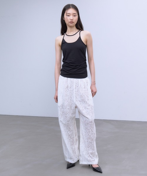 THINGS THAT MATTER(シングス ザット マター)の「「ZOZOTOWN別注」 FRONT LACE TAFFETA EASY PANTS / フロントレース×タフタイージーパンツ(その他パンツ・レディース・オフホワイト/ブラック・FREE)」の9枚目の写真
