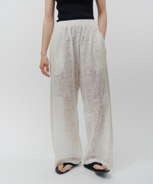 THINGS THAT MATTER(シングス ザット マター)の「「ZOZOTOWN別注」 FRONT LACE TAFFETA EASY PANTS / フロントレース×タフタイージーパンツ(その他パンツ・レディース・オフホワイト/ブラック・FREE)」の11枚目の写真