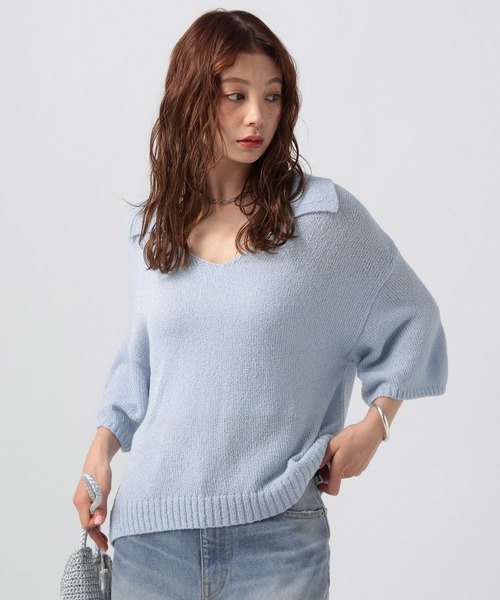 BAYFLOW（ベイフロー）の「[さらっとした着心地]サマーブークレスキッパープルオーバー（ニット/セーター・レディース・オフホワイト/オレンジ/サックスブルー・FREE）」の15枚目の写真