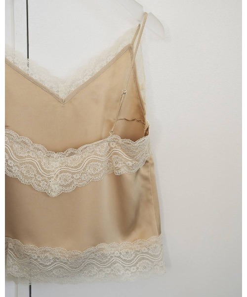 anuke(アンヌーク)の「Satin Lace Camisole 62610425(Tシャツ/カットソー・メンズ・ネイビー/オフホワイト・FREE)」の5枚目の写真