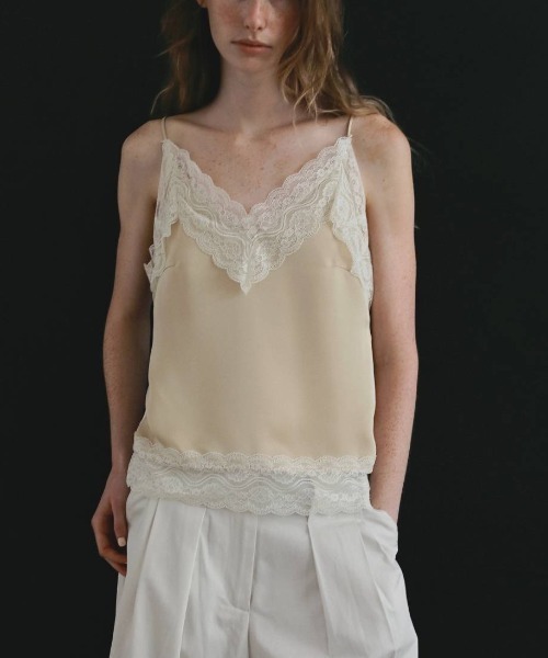 anuke(アンヌーク)の「Satin Lace Camisole 62610425(Tシャツ/カットソー・メンズ・ネイビー/オフホワイト・FREE)」の8枚目の写真