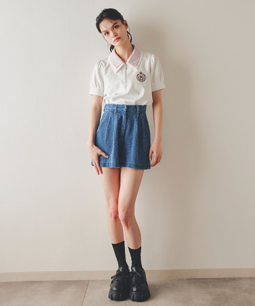 REDYAZEL(レディアゼル)の「レーザーカットデニムショートパンツ(その他パンツ・レディース・ホワイト/ネイビー/サックスブルー・MEDIUM/SMALL)」の6枚目の写真