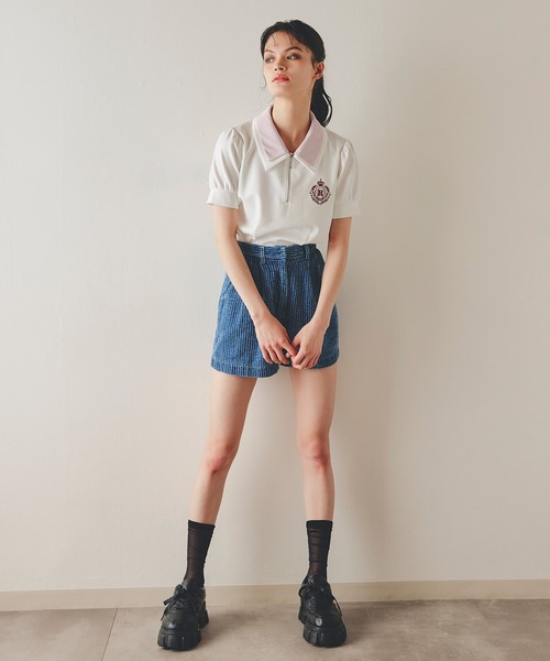 REDYAZEL(レディアゼル)の「レーザーカットデニムショートパンツ(その他パンツ・レディース・ホワイト/ネイビー/サックスブルー・MEDIUM/SMALL)」の8枚目の写真