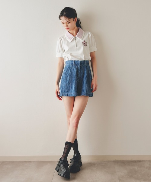 REDYAZEL(レディアゼル)の「レーザーカットデニムショートパンツ(その他パンツ・レディース・ホワイト/ネイビー/サックスブルー・MEDIUM/SMALL)」の9枚目の写真