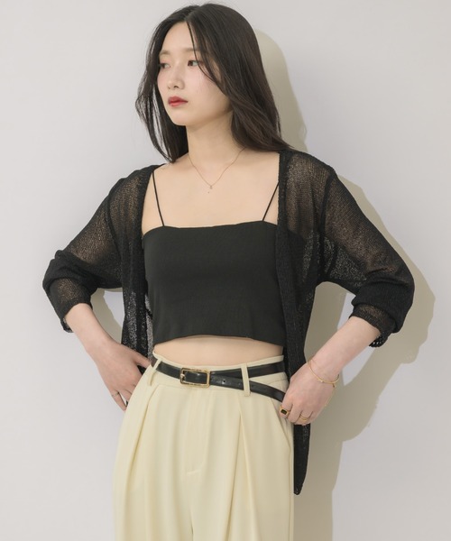 NEUNA(ヌナ)の「シアーニットサマーカーディガン(カーディガン/ボレロ・レディース・ブラック/アイボリー・FREE)」の19枚目の写真