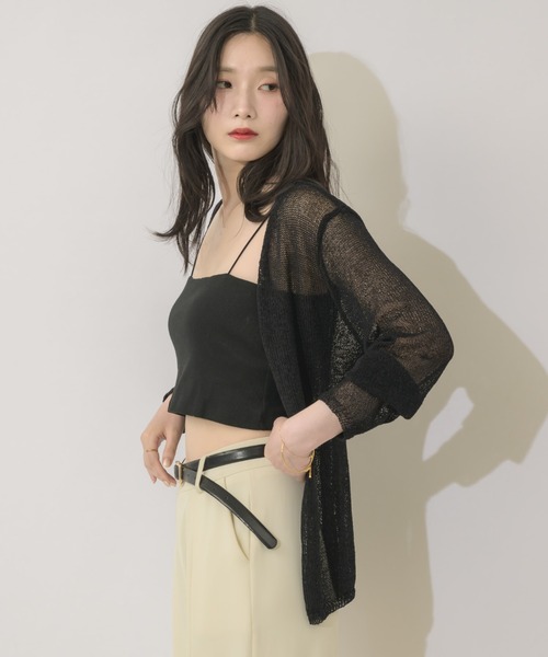 NEUNA(ヌナ)の「シアーニットサマーカーディガン(カーディガン/ボレロ・レディース・ブラック/アイボリー・FREE)」の20枚目の写真