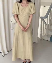 リボンパフスリーブワンピース