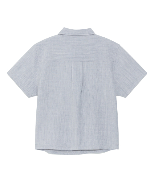 THECOLDESTMOMENT(ザコールデストモーメント)の「(w) TCM mini logo textured half shirt (blue grey)(シャツ/ブラウス・レディース・その他・OS)」の3枚目の写真
