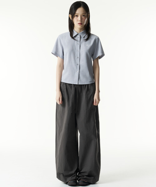 THECOLDESTMOMENT(ザコールデストモーメント)の「(w) TCM mini logo textured half shirt (blue grey)(シャツ/ブラウス・レディース・その他・OS)」の6枚目の写真