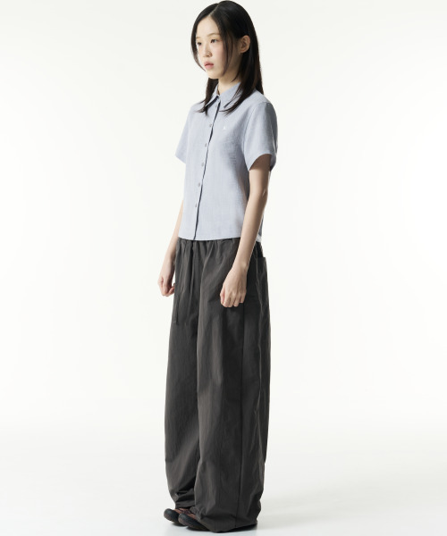 THECOLDESTMOMENT(ザコールデストモーメント)の「(w) TCM mini logo textured half shirt (blue grey)(シャツ/ブラウス・レディース・その他・OS)」の7枚目の写真