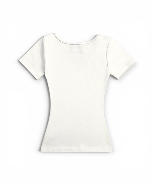 BORN SLIPPY（ボーンスリッピー）の「Crystal Line VネックシャーリングTシャツ（アイボリー）（Tシャツ/カットソー・レディース・その他・FREE）」の3枚目の写真