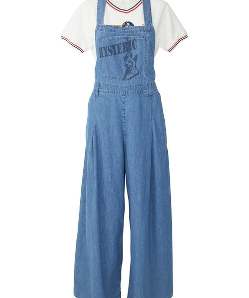 HYSTERIC GLAMOUR(ヒステリックグラマー)の「GUITAR GIRL 綿麻デニムオーバーオール(サロペット/オーバーオール・レディース・ブラック/ライトインディゴブルー・SMALL/MEDIUM)」の6枚目の写真
