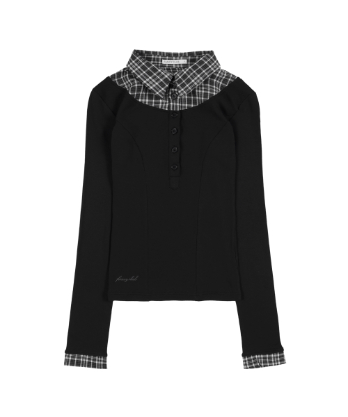 FANCY CLUB(ファンシークラブ)の「シャツレイヤードロングスリーブ (ブラック) F25ZB023(Tシャツ/カットソー・レディース・その他・ONE SIZE)」の4枚目の写真