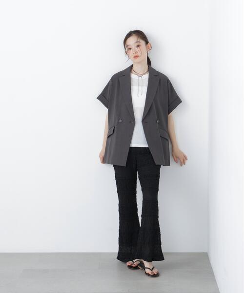 N.（N. Natural Beauty Basic）（エヌエヌナチュラルビューティーベーシック）の「レースフレアパンツ（その他パンツ・レディース・ブラック/オフホワイト・ﾌﾘ-）」の3枚目の写真