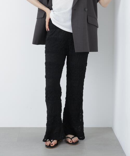 N.（N. Natural Beauty Basic）（エヌエヌナチュラルビューティーベーシック）の「レースフレアパンツ（その他パンツ・レディース・ブラック/オフホワイト・ﾌﾘ-）」の9枚目の写真