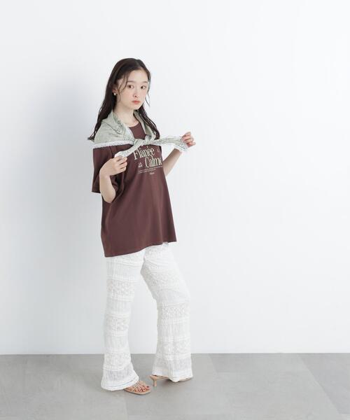 N.（N. Natural Beauty Basic）（エヌエヌナチュラルビューティーベーシック）の「レースフレアパンツ（その他パンツ・レディース・ブラック/オフホワイト・ﾌﾘ-）」の16枚目の写真