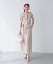 ショルダーシャーリングサロペット