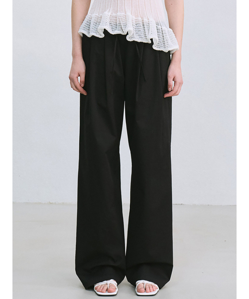 le(ル)の「cotton wide-leg pants (black)(その他パンツ・レディース・その他・FREE)」の1枚目の写真