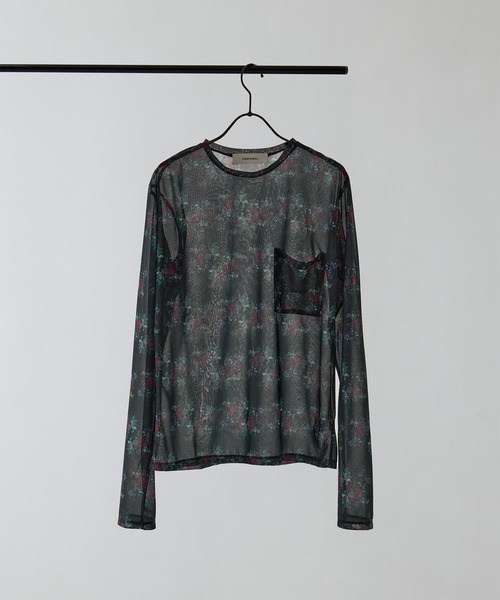 FUMIE TANAKA（フミエタナカ）の「[FUMIE=TANAKA/フミエタナカ]sheer print longT（Tシャツ/カットソー・レディース・ブルー/ブラック/ブラウン/ホワイト・36）」の7枚目の写真