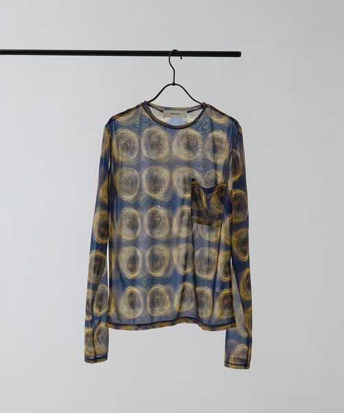 FUMIE TANAKA（フミエタナカ）の「[FUMIE=TANAKA/フミエタナカ]sheer print longT（Tシャツ/カットソー・レディース・ブルー/ブラック/ブラウン/ホワイト・36）」の9枚目の写真