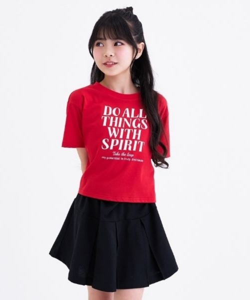 PINK-latte（ピンクラテ）の「【3way/接触冷感】ロゴ半袖T＋プリーツスカートセットアップ（セットアップ・キッズ・ホワイト系その他/ブラック/レッド・140cm/130cm/160cm/150cm/120cm）」の3枚目の写真