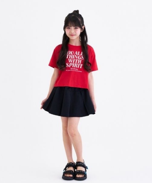 PINK-latte（ピンクラテ）の「【3way/接触冷感】ロゴ半袖T＋プリーツスカートセットアップ（セットアップ・キッズ・ホワイト系その他/ブラック/レッド・140cm/130cm/160cm/150cm/120cm）」の9枚目の写真