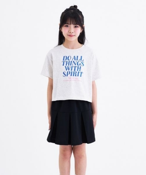 PINK-latte（ピンクラテ）の「【3way/接触冷感】ロゴ半袖T＋プリーツスカートセットアップ（セットアップ・キッズ・ホワイト系その他/ブラック/レッド・140cm/130cm/160cm/150cm/120cm）」の6枚目の写真