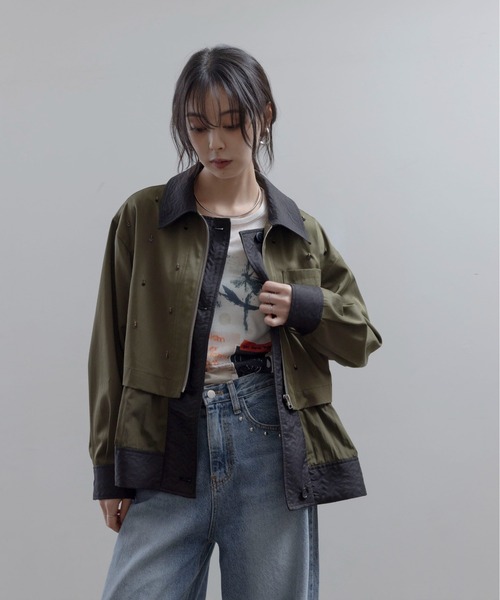 Eimee Law(エイミーロウ)の「ビーズスパン刺繍 レイヤードジャケット(その他アウター・レディース・ライトブラウン/カーキ/ブラック・FREE)」の13枚目の写真