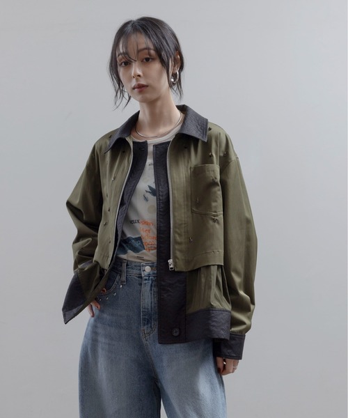 Eimee Law(エイミーロウ)の「ビーズスパン刺繍 レイヤードジャケット(その他アウター・レディース・ライトブラウン/カーキ/ブラック・FREE)」の16枚目の写真