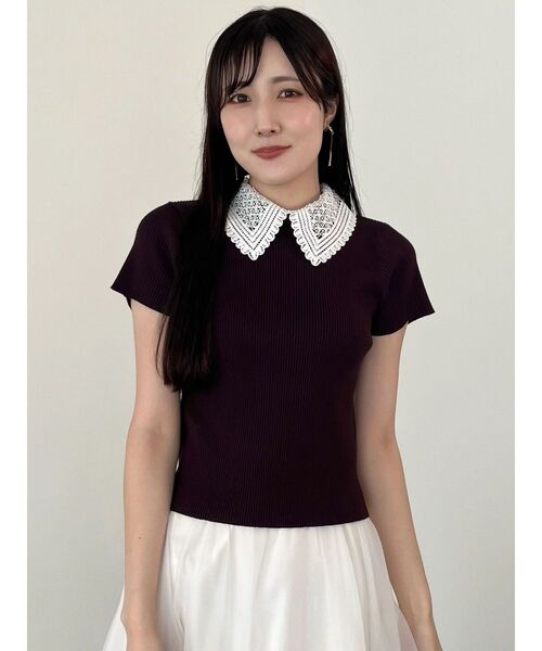 MERCURYDUO(マーキュリーデュオ)の「レース襟ハーフスリーブニット(ニット/セーター・レディース・ブラック/ブラウン/ミント・FREE)」の22枚目の写真