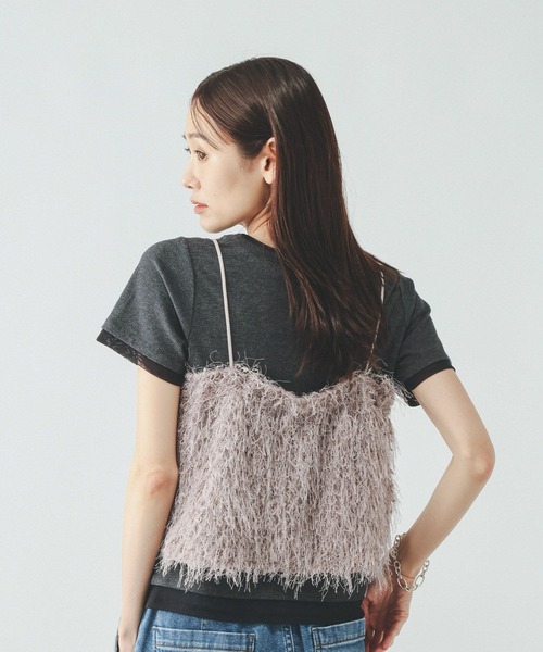 GLOBAL WORK(グローバルワーク)の「フリンジビスチェ/797325(その他トップス・レディース・アイボリー/グレイッシュベージュ・FREE)」の2枚目の写真