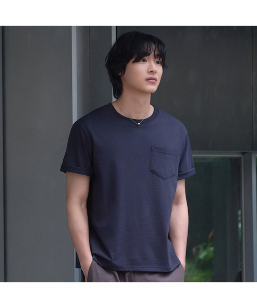HYOJI(ヒョージ)の「26 SS セミクロップポケットラウンド半袖Tシャツ (4カラー)(Tシャツ/カットソー・メンズ・ブラック/ホワイト/ネイビー/チャコール・M/L)」の4枚目の写真