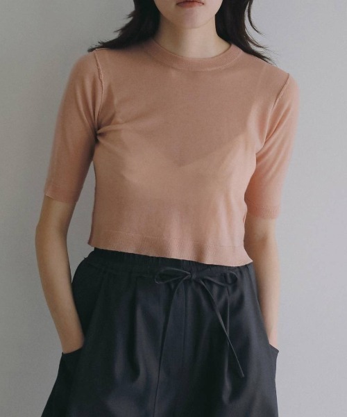anuke(アンヌーク)の「Wool Knit T-shirts(Tシャツ/カットソー・レディース・アイボリー/ブラウン/サーモンピンク・FREE)」の3枚目の写真