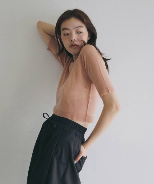 anuke(アンヌーク)の「Wool Knit T-shirts(Tシャツ/カットソー・レディース・アイボリー/ブラウン/サーモンピンク・FREE)」の4枚目の写真