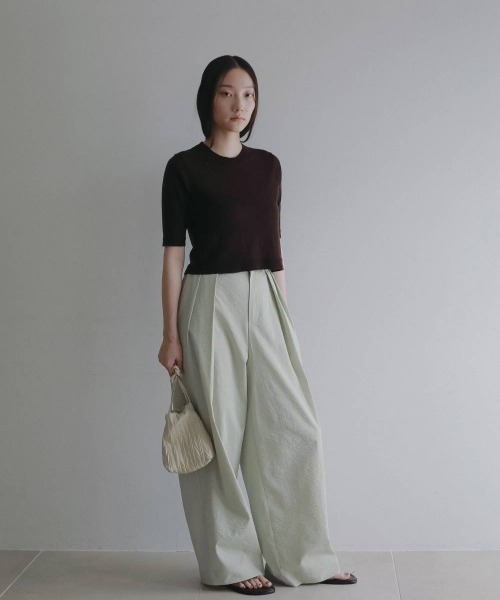 anuke(アンヌーク)の「Wool Knit T-shirts(Tシャツ/カットソー・レディース・アイボリー/ブラウン/サーモンピンク・FREE)」の5枚目の写真