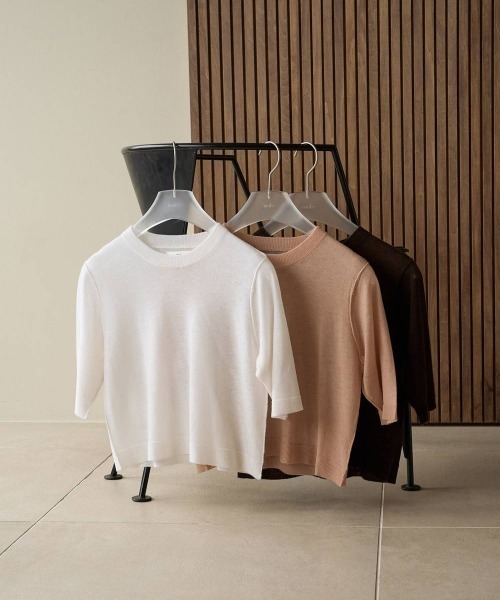 anuke(アンヌーク)の「Wool Knit T-shirts(Tシャツ/カットソー・レディース・アイボリー/ブラウン/サーモンピンク・FREE)」の10枚目の写真