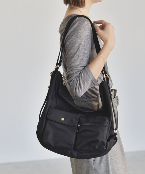 quaranciel(カランシエル)の「〈撥水加工〉3WAY ナイロン リュック / ショルダーバッグ(A4対応)(ショルダーバッグ・レディース・ブラウン/グレー/ブラック・ONE SIZE)」の1枚目の写真