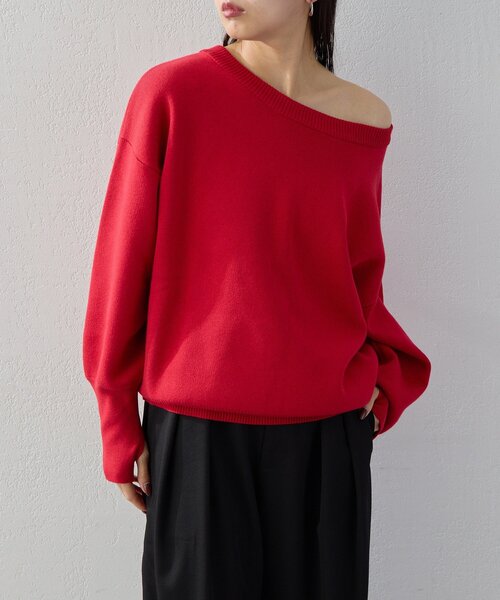 UNFORM（アンフォーム）の「【2026AW Debut】【UNFORM】スウェットライクニット（ニット/セーター・レディース・ブラック/レッド/ネイビー・FREE）」の13枚目の写真