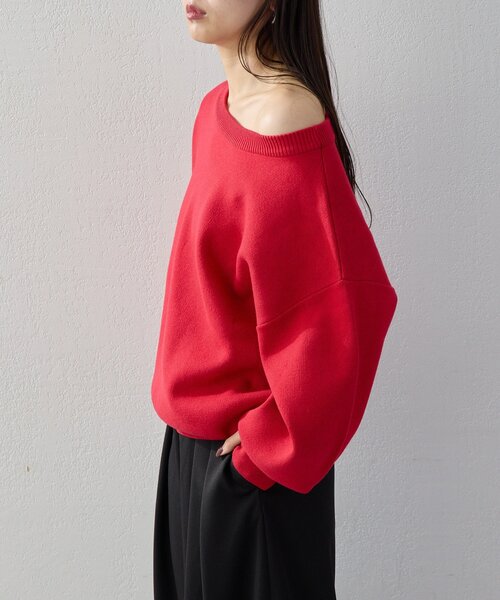 UNFORM（アンフォーム）の「【2026AW Debut】【UNFORM】スウェットライクニット（ニット/セーター・レディース・ブラック/レッド/ネイビー・FREE）」の14枚目の写真