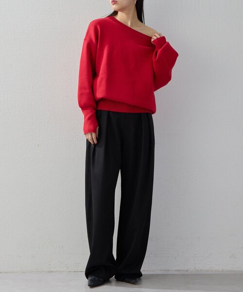UNFORM（アンフォーム）の「【2026AW Debut】【UNFORM】スウェットライクニット（ニット/セーター・レディース・ブラック/レッド/ネイビー・FREE）」の4枚目の写真