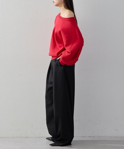 UNFORM（アンフォーム）の「【2026AW Debut】【UNFORM】スウェットライクニット（ニット/セーター・レディース・ブラック/レッド/ネイビー・FREE）」の5枚目の写真