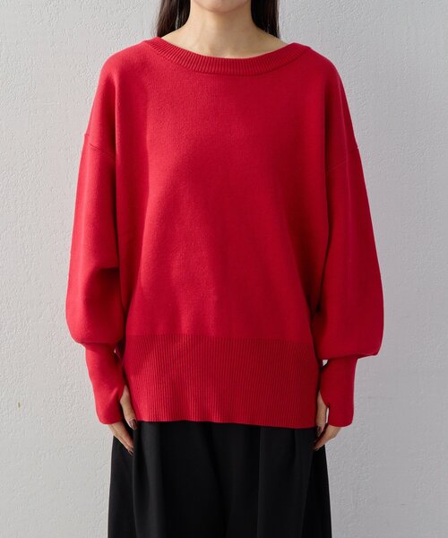 UNFORM（アンフォーム）の「【2026AW Debut】【UNFORM】スウェットライクニット（ニット/セーター・レディース・ブラック/レッド/ネイビー・FREE）」の7枚目の写真